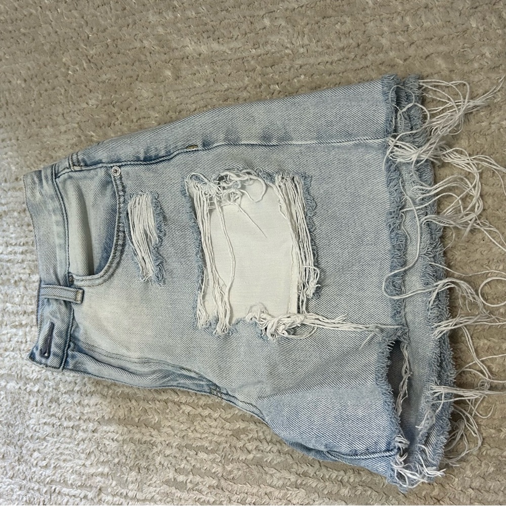 AE Light Blue Denim Mom Shorts
